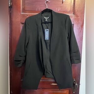 Rachel Zoe Black Open-Front Draped Blazer